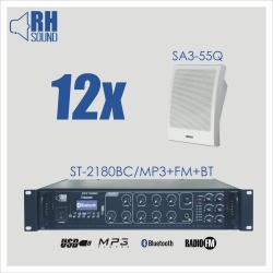 Nagłośnienie naścienne RH SOUND ST-2180BC/MP3+FM+BT +12x SA3-55Q