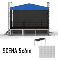 Scena 5x4m Kompletna, Podesty + Zadaszenie z plandeką